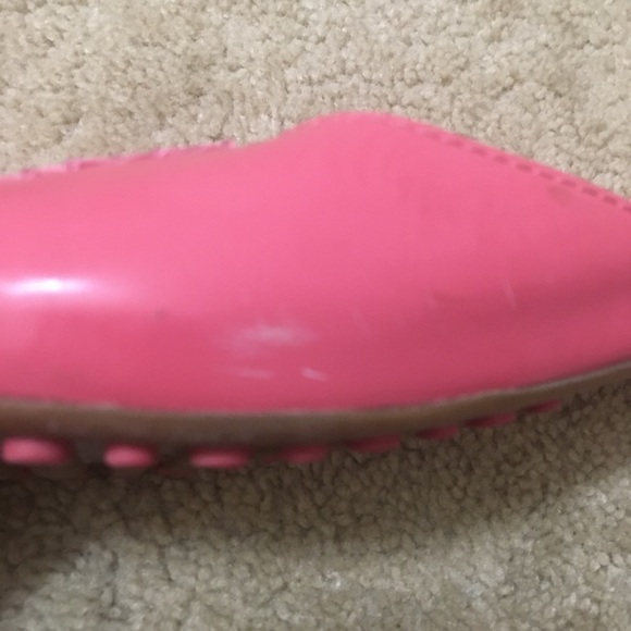 Lands End Patent Leather Slip On Mules Peep Toe Burlap Footbed Rubber Sole 8M - Picture 8 of 10